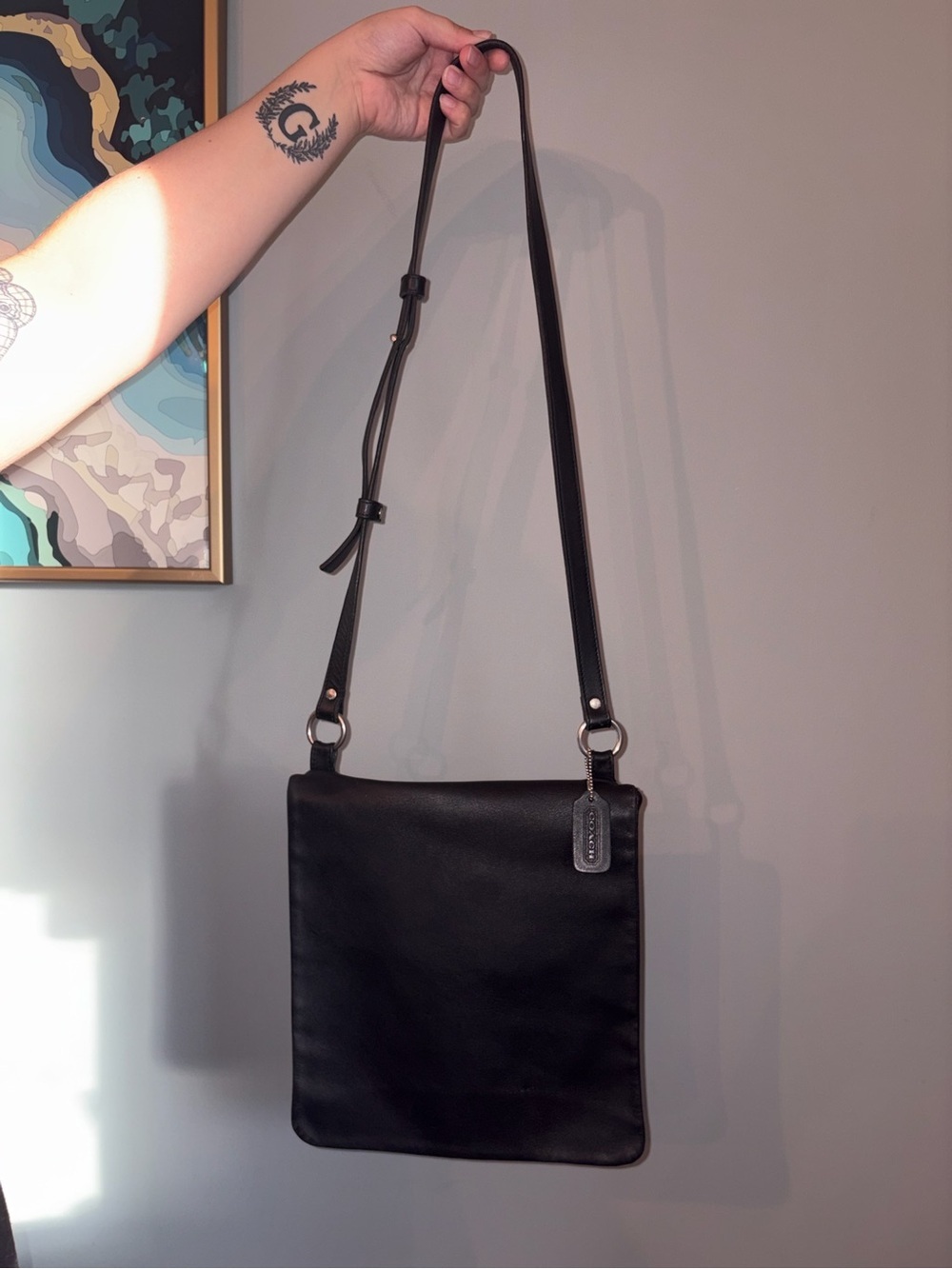 Vintage Coach Chelsea Legacy Slim Flap Crossbody 9458 Black Leather